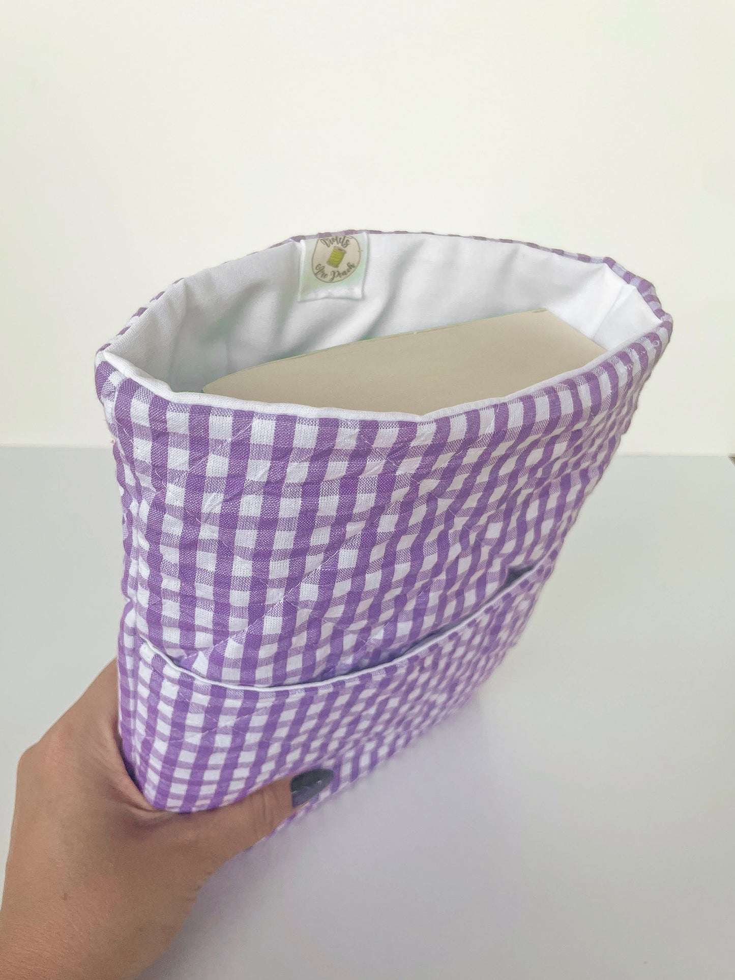 Purple Gingham Book Sleeve Size Medium