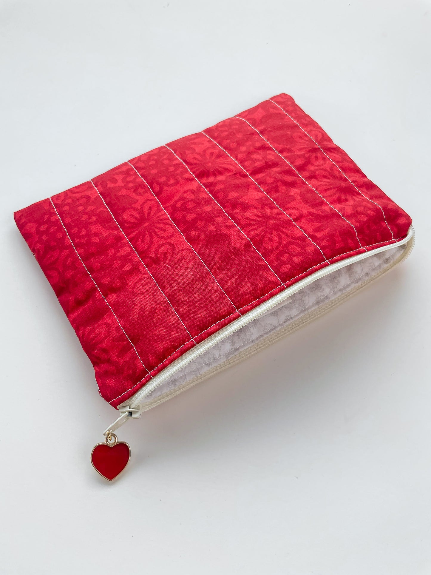 Red Quilted Zipper Pouch