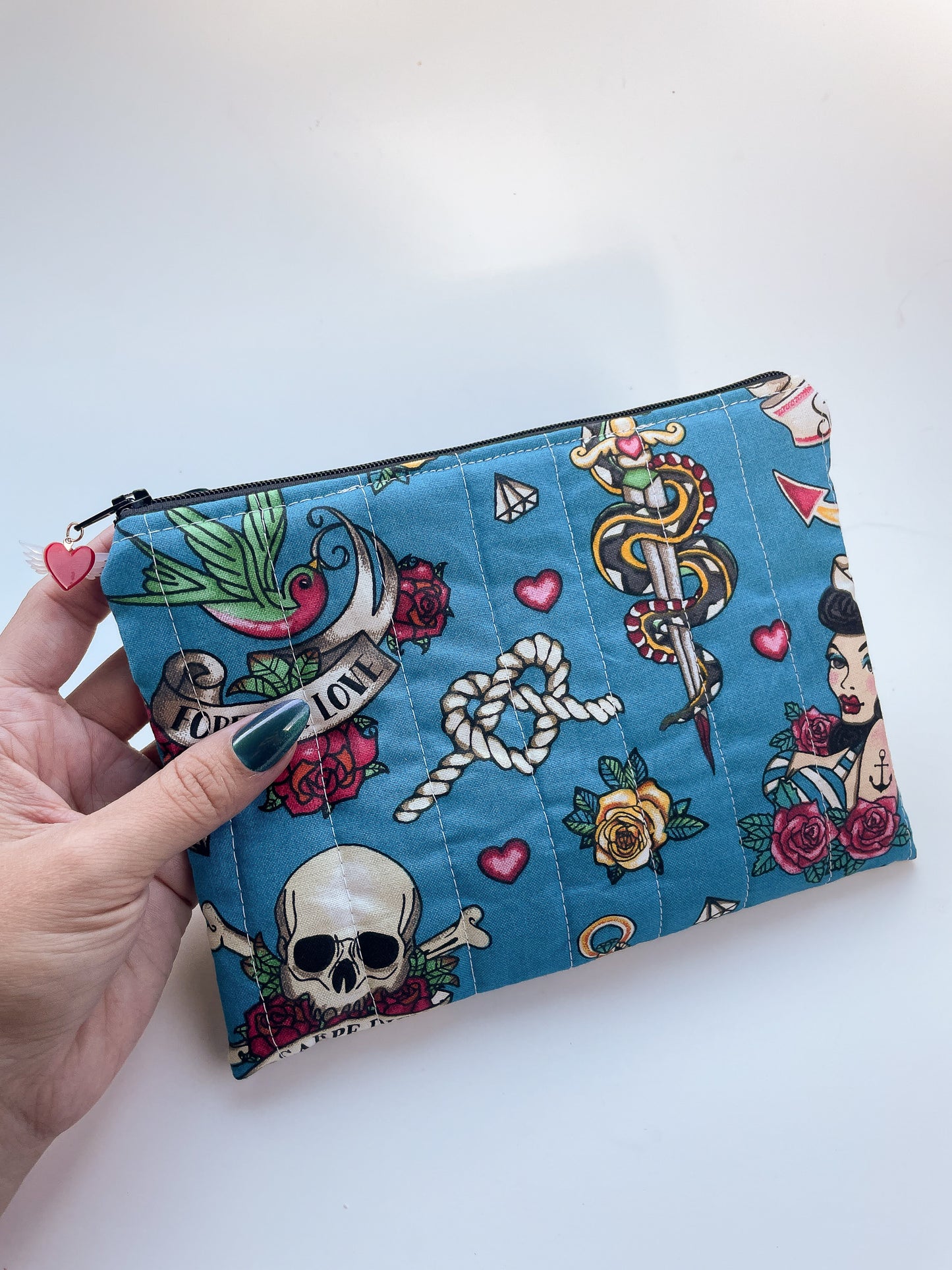 American Traditional Quilted Zipper Pouch