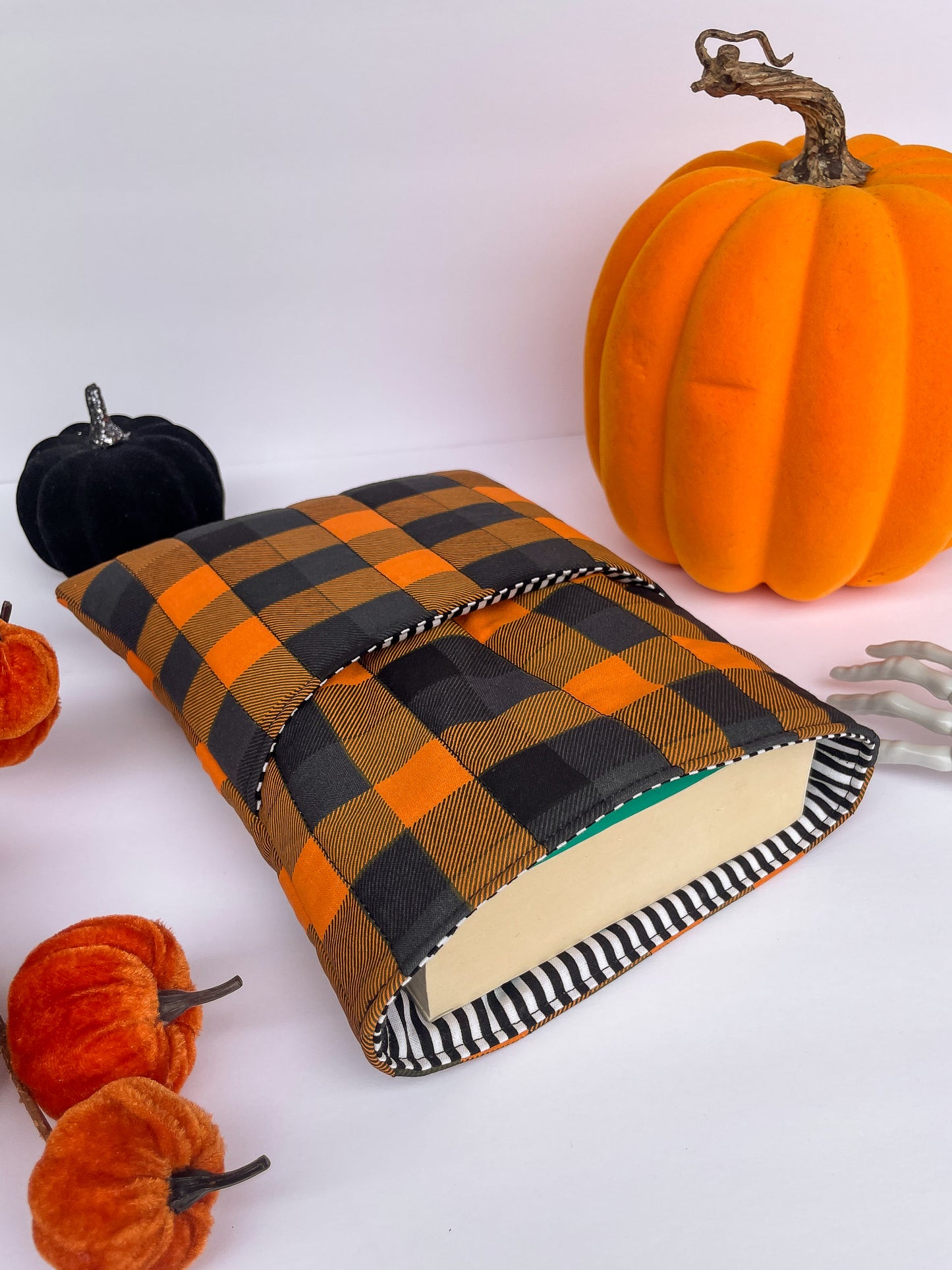 Halloween Gingham Book Sleeve Size Medium