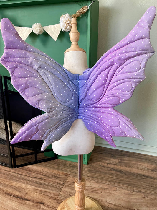 Child Quilted Fairy Wings-White Dot Gradient