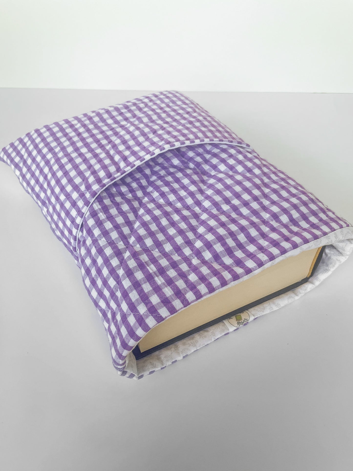 Purple Gingham Book Sleeve Size Large