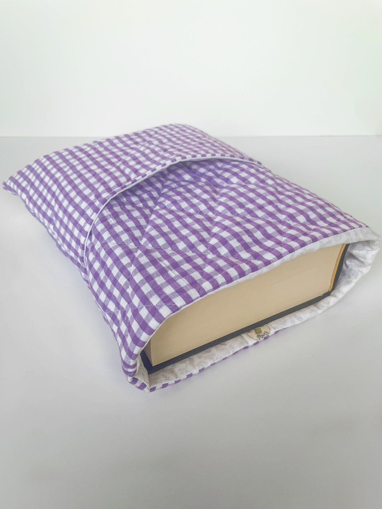 Purple Gingham Book Sleeve Size Large