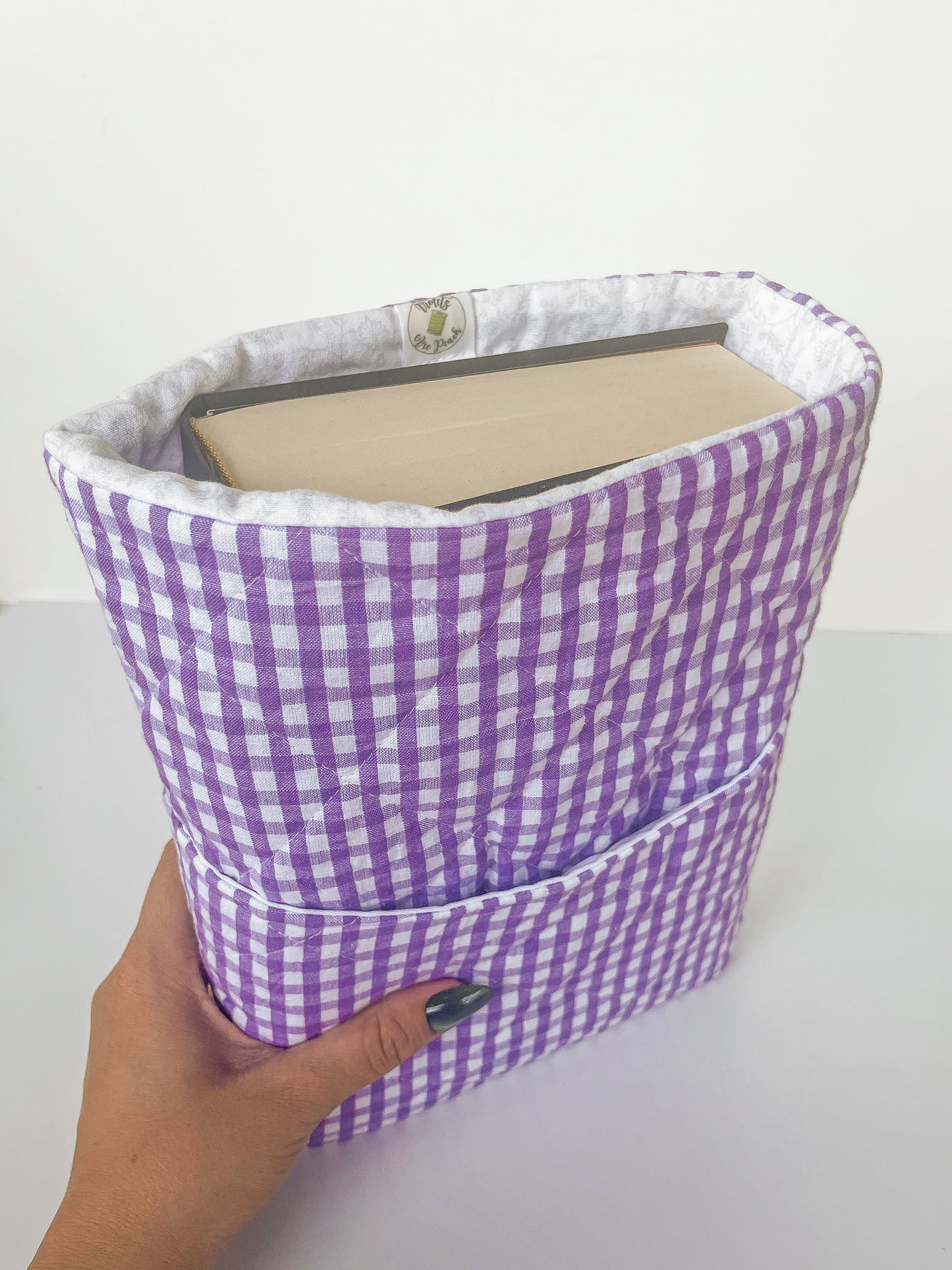 Purple Gingham Book Sleeve Size Large