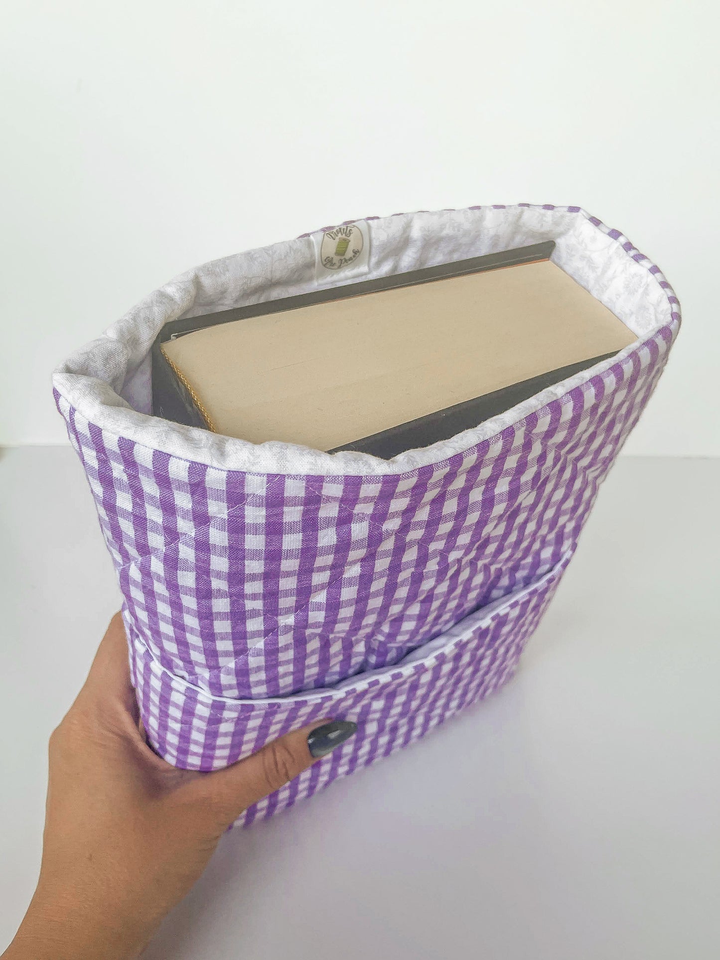 Purple Gingham Book Sleeve Size Large