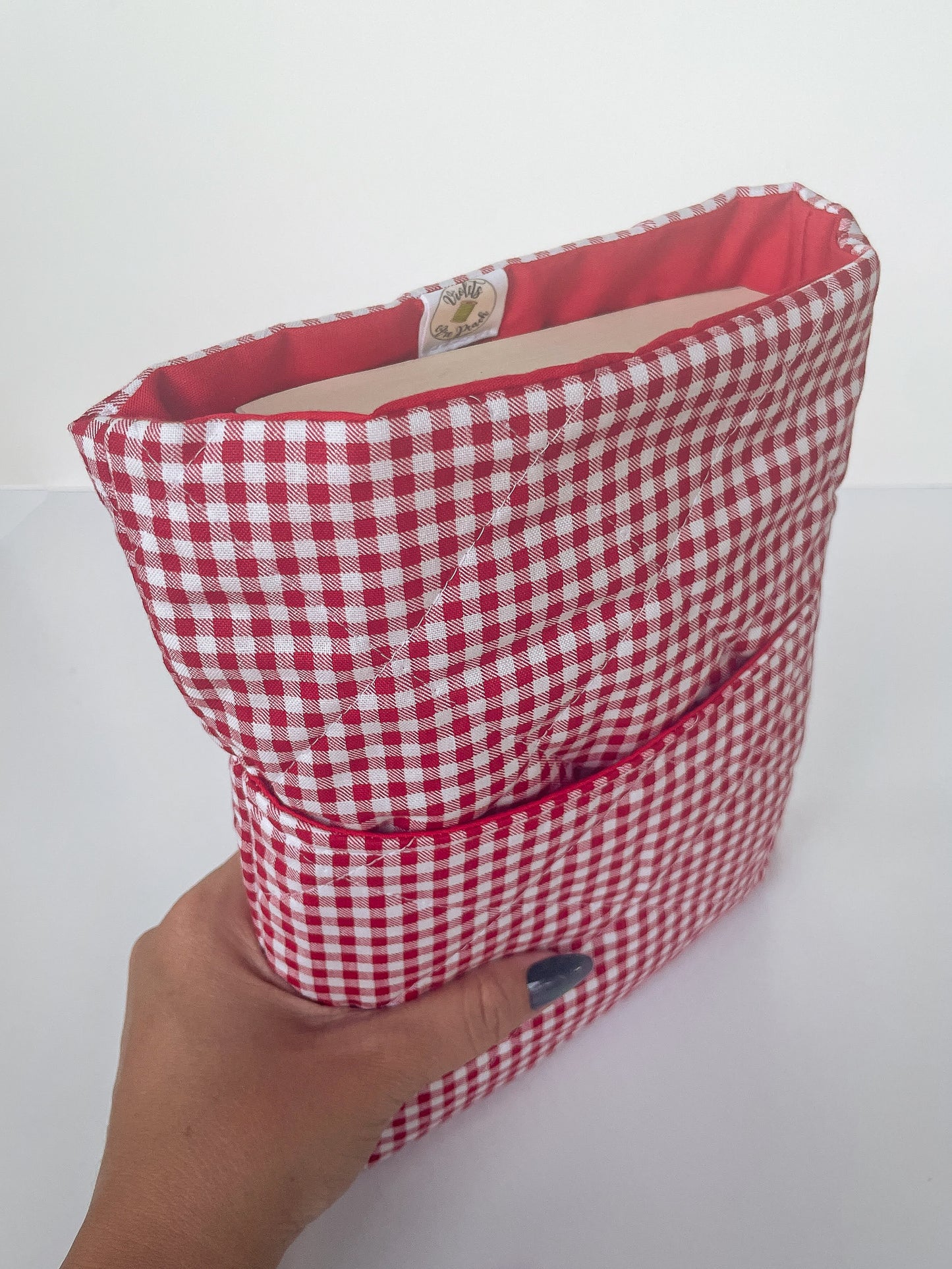 Red Gingham Book Sleeve Size Medium