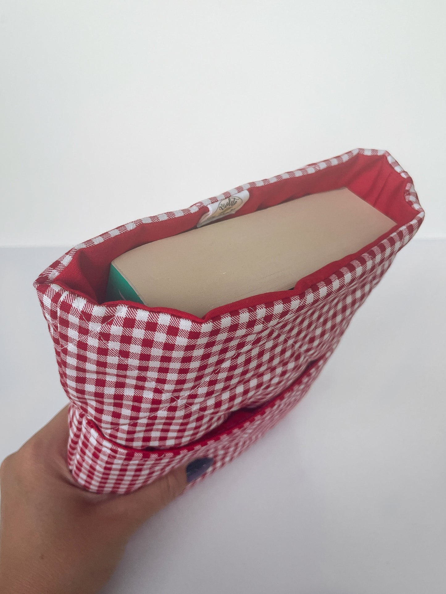 Red Gingham Book Sleeve Size Medium