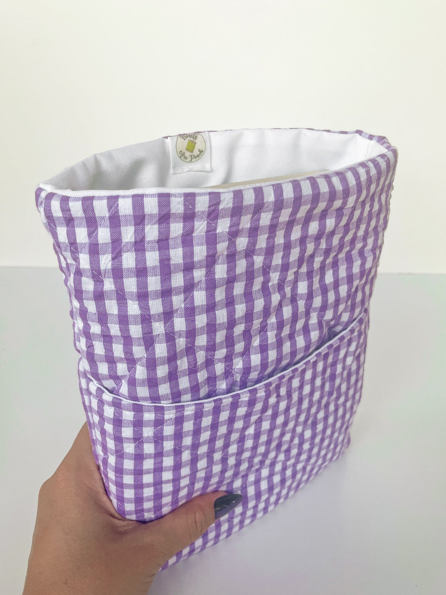 Purple Gingham Book Sleeve Size Medium
