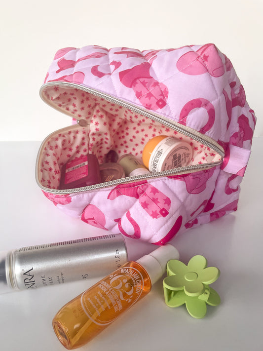 Pink Cowgirl Makeup Bag, Size Large