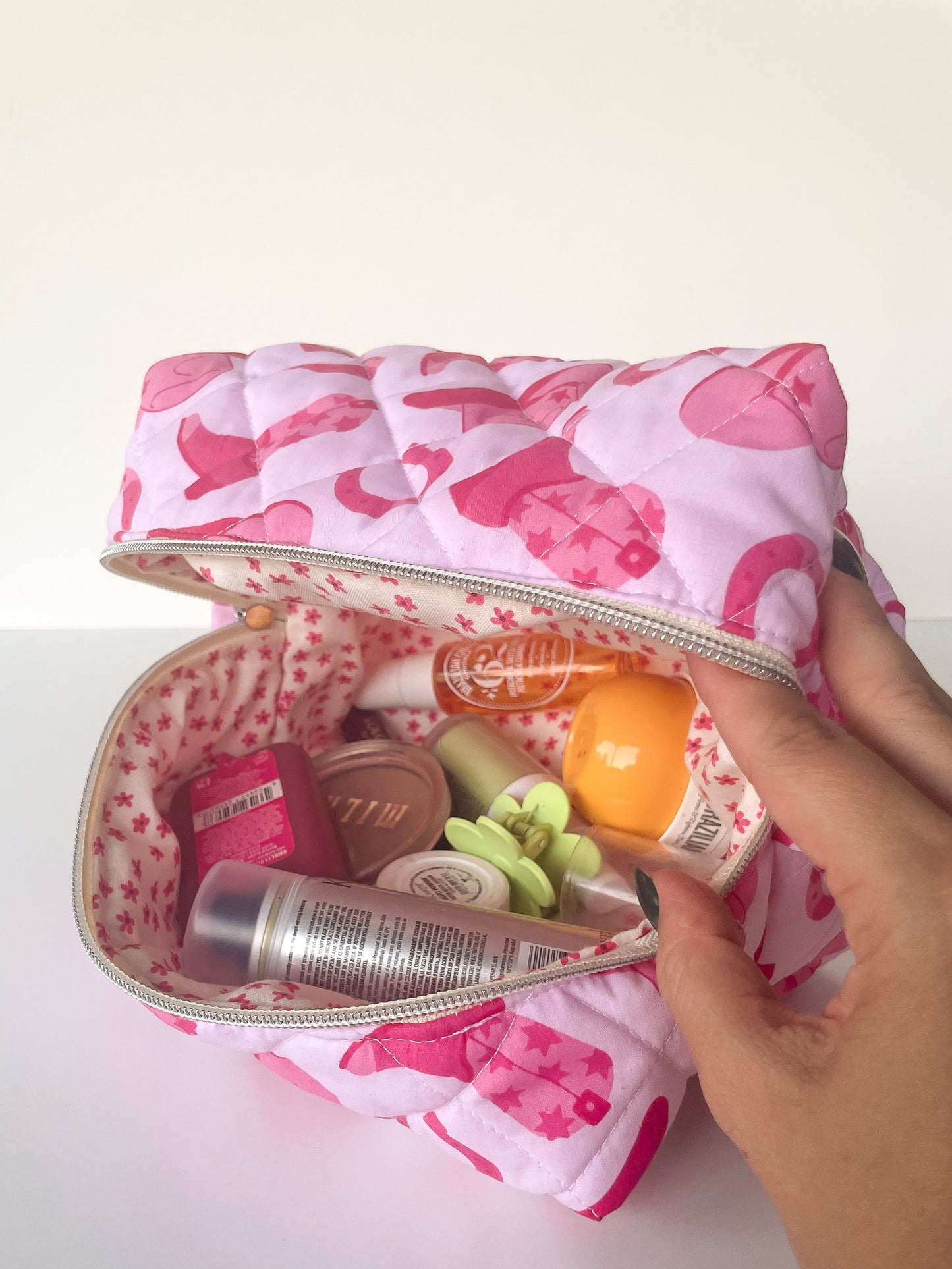 Pink Cowgirl Makeup Bag, Size Large