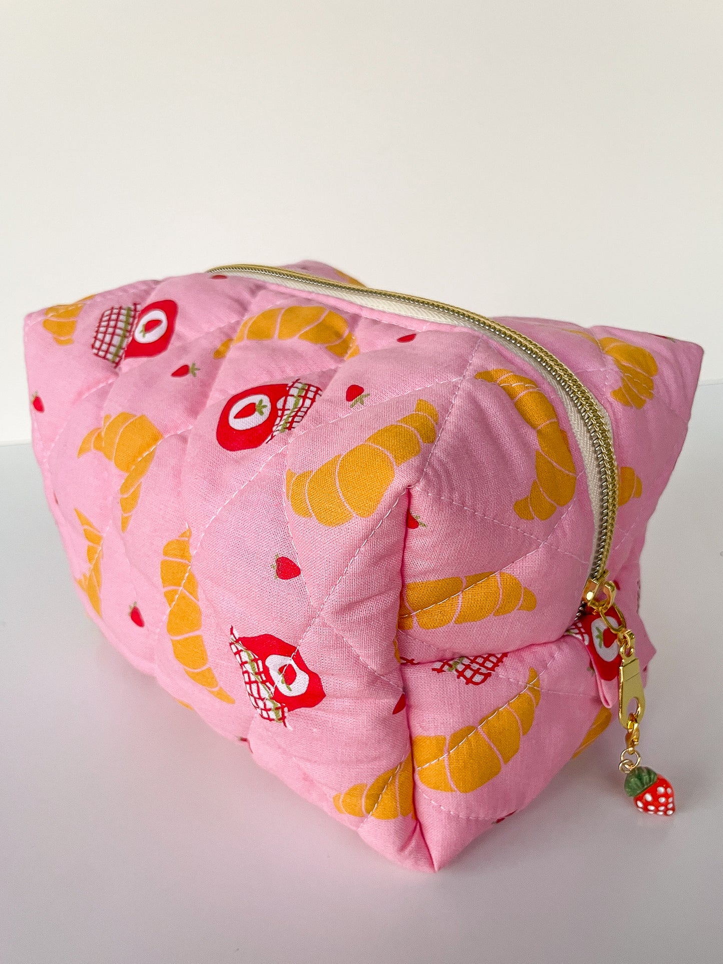 Croissant and Jam Makeup Bag, Size Small
