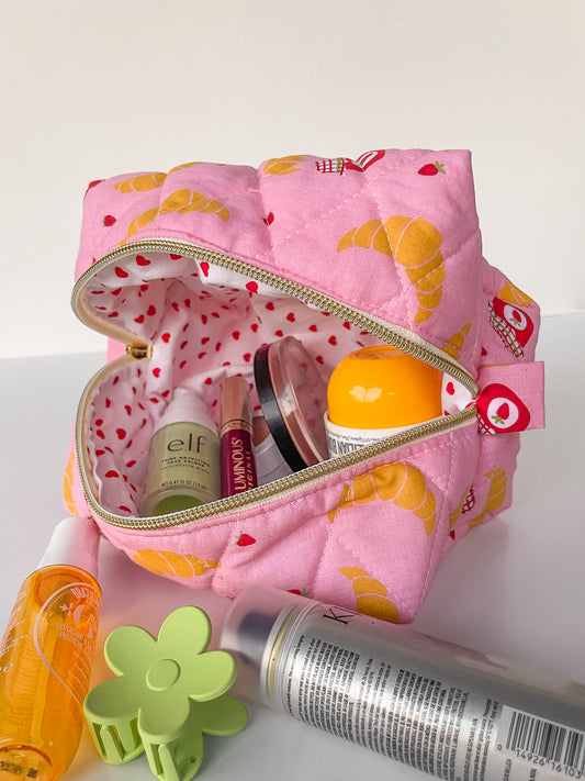 Croissant and Jam Makeup Bag, Size Small