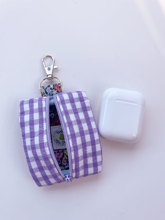 Purple Gingham AirPod Case