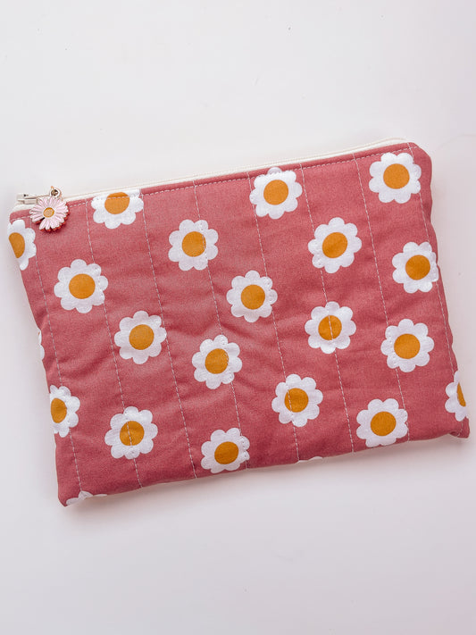 Daisy Quilted Zipper Pouch