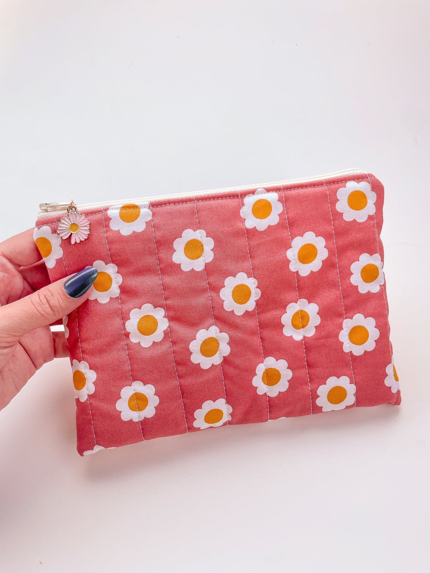 Daisy Quilted Zipper Pouch