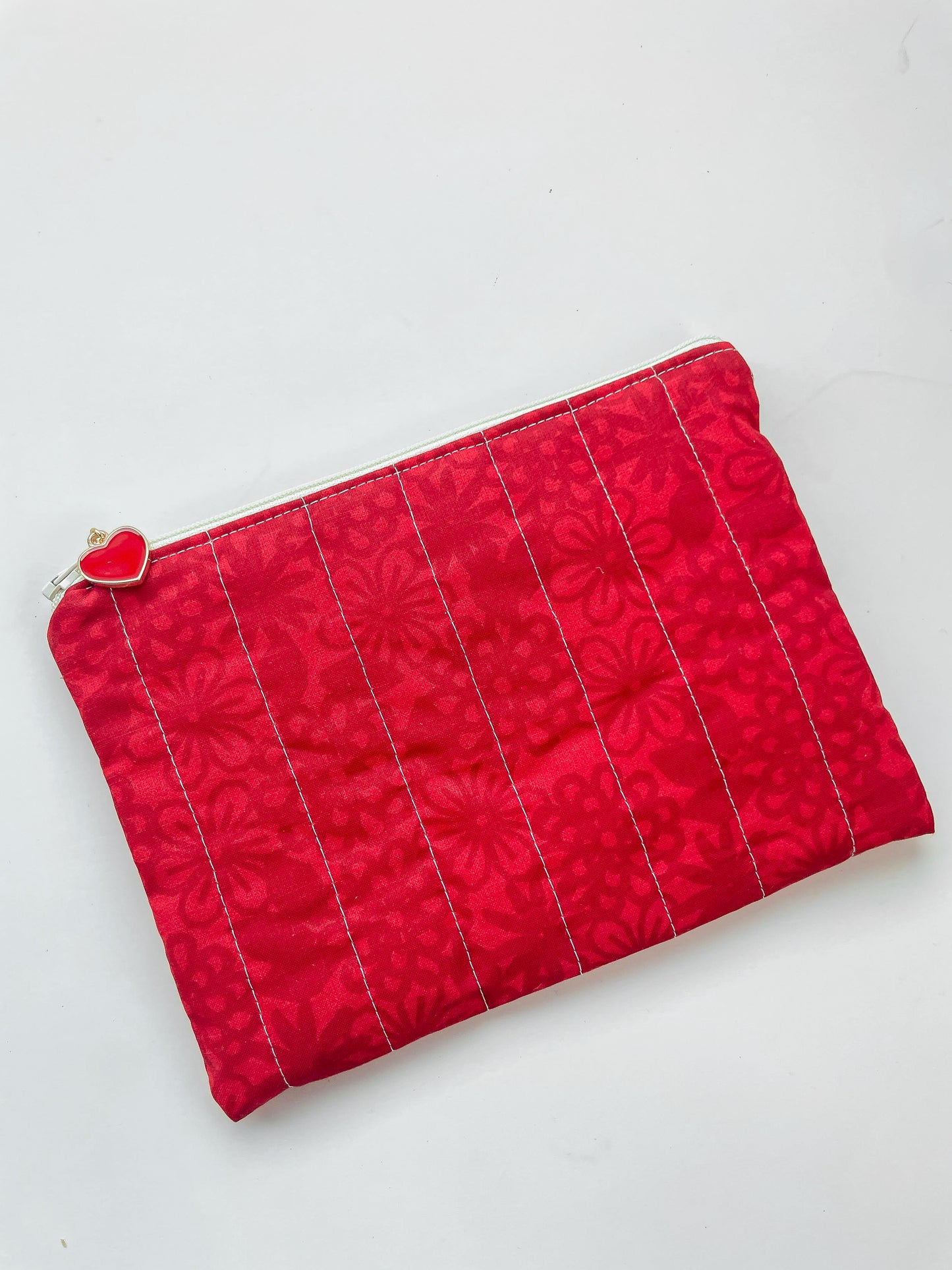 Red Quilted Zipper Pouch