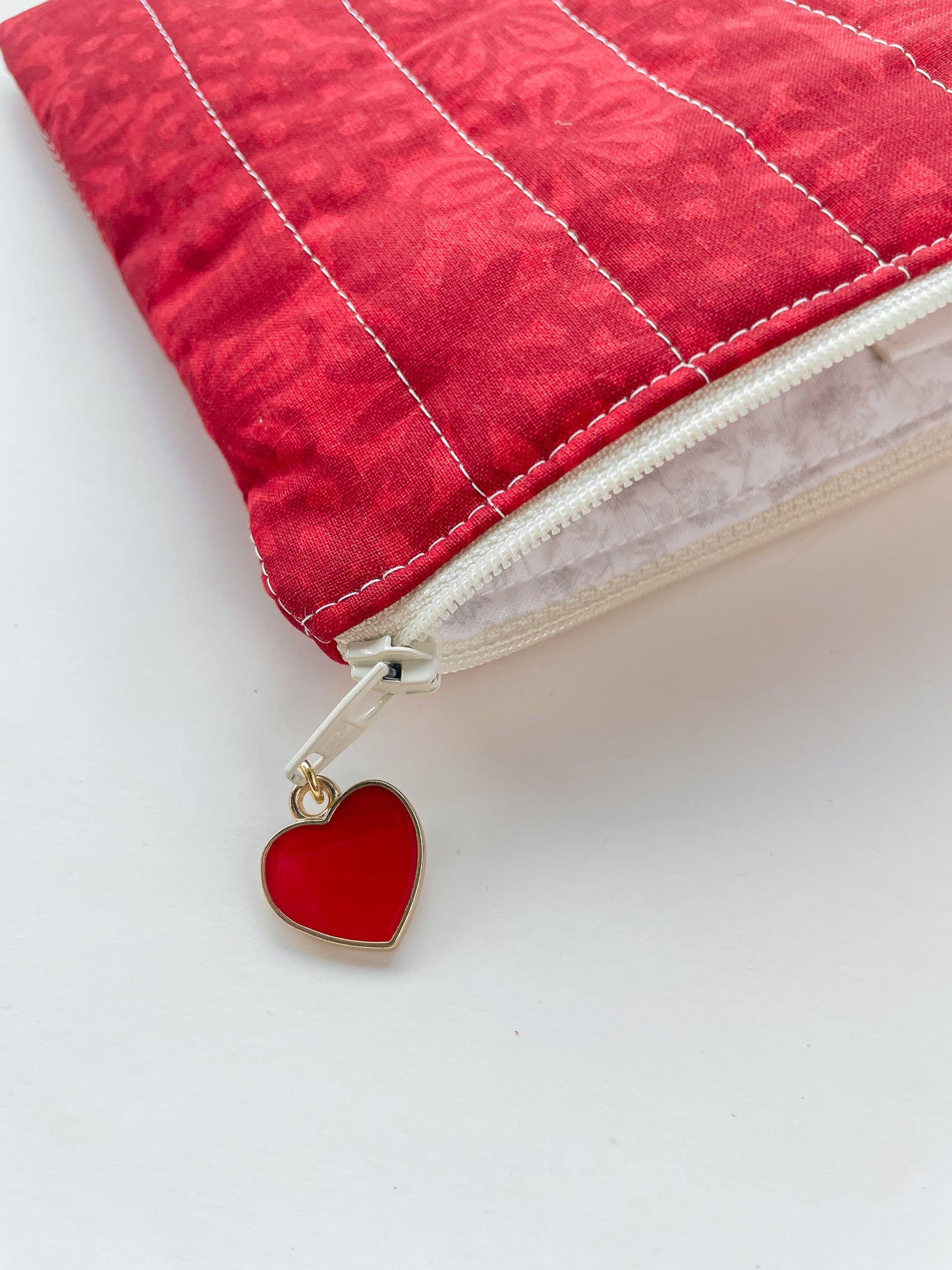 Red Quilted Zipper Pouch