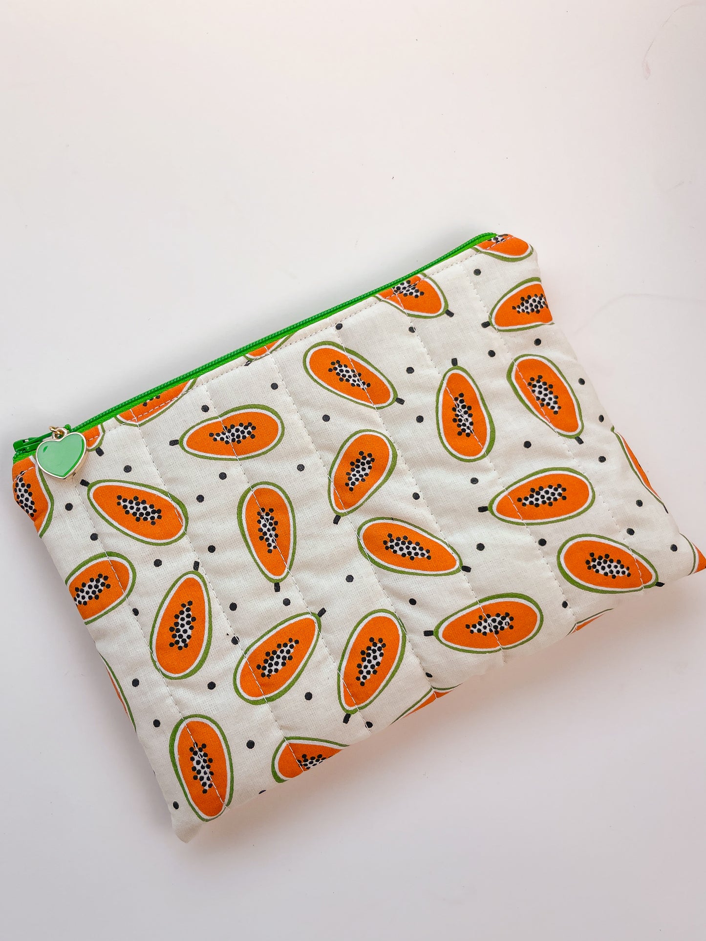 Papaya Quilted Zipper Pouch