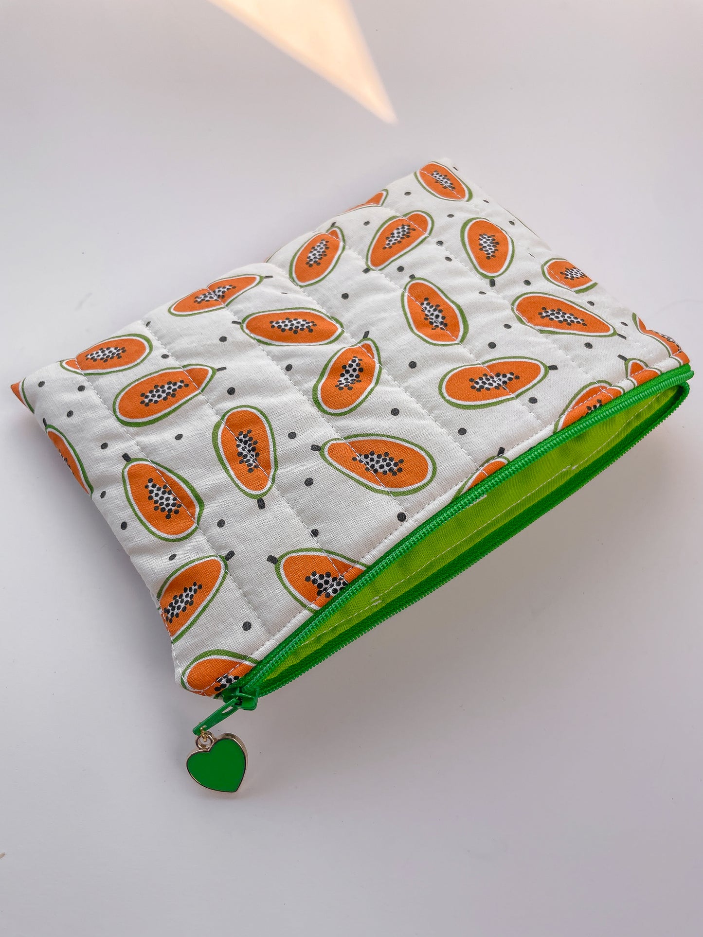 Papaya Quilted Zipper Pouch