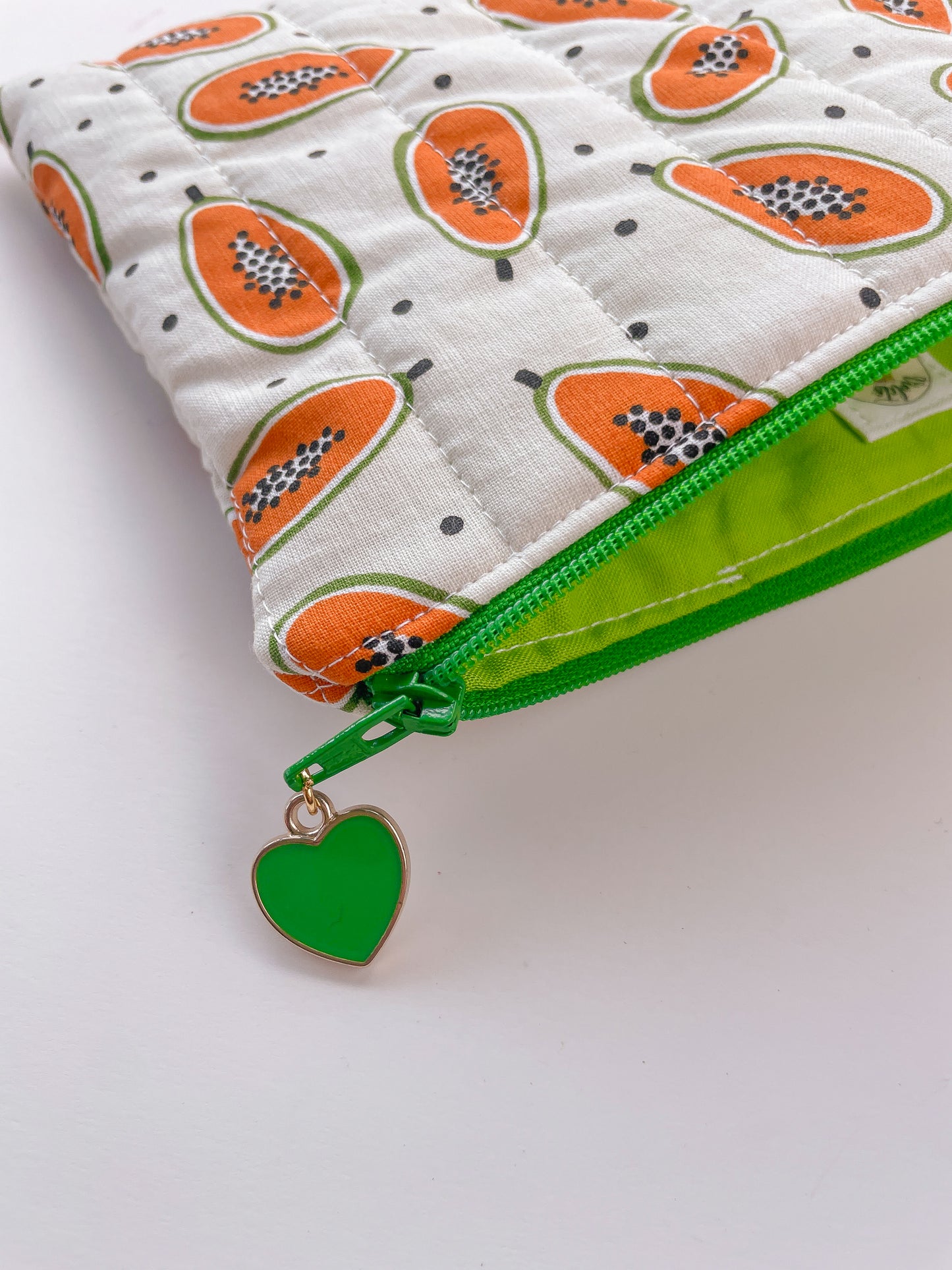 Papaya Quilted Zipper Pouch