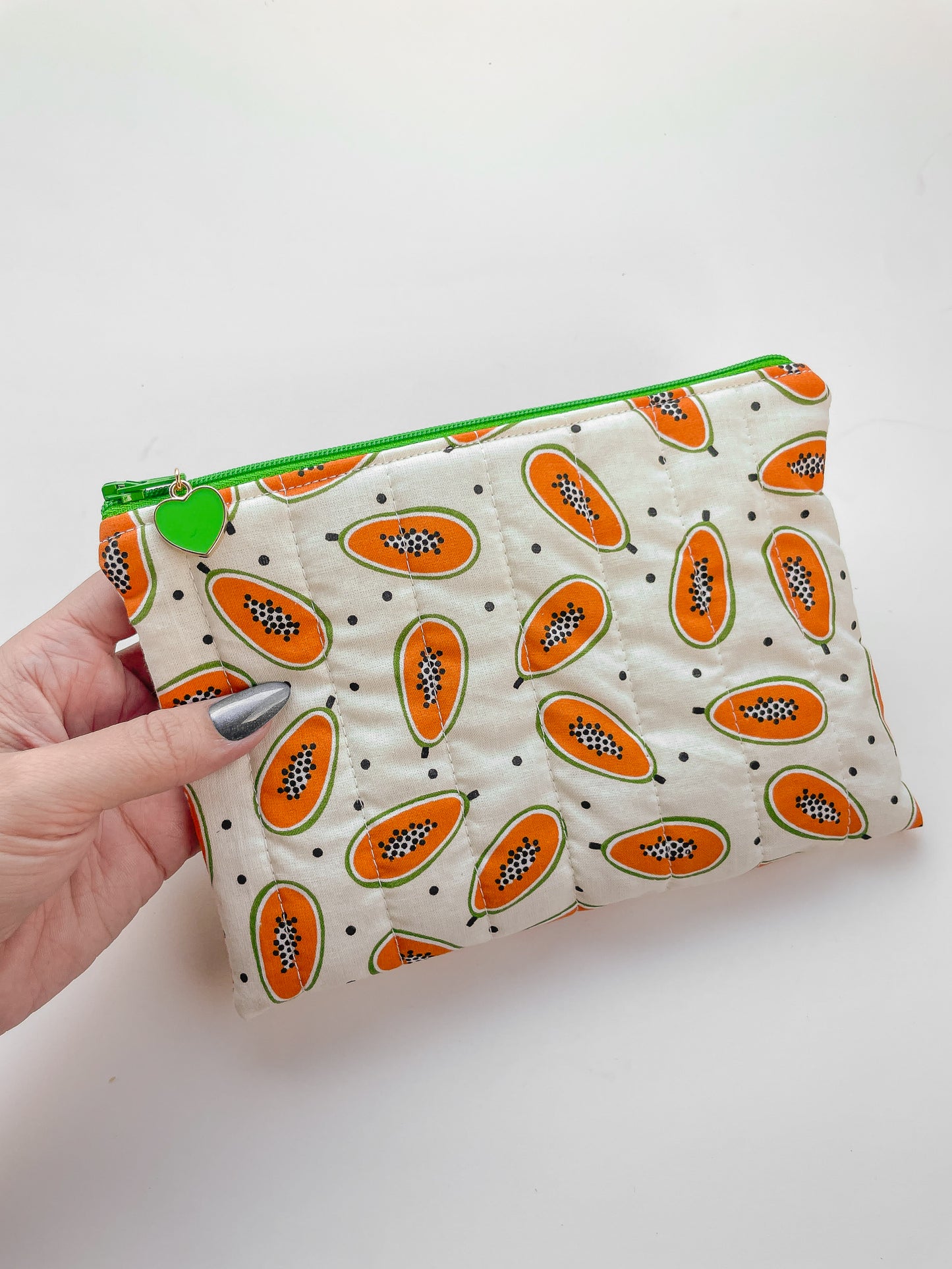 Papaya Quilted Zipper Pouch