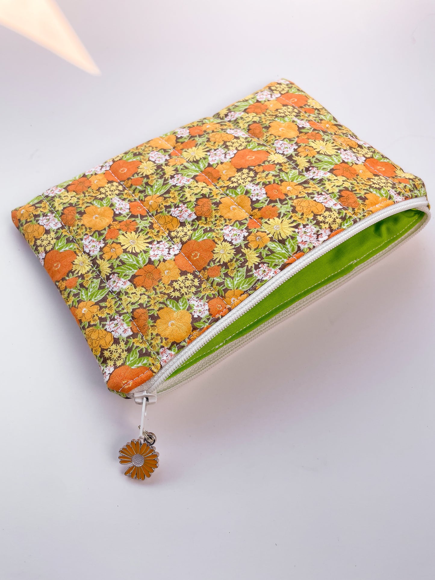 70s Retro Quilted Zipper Pouch