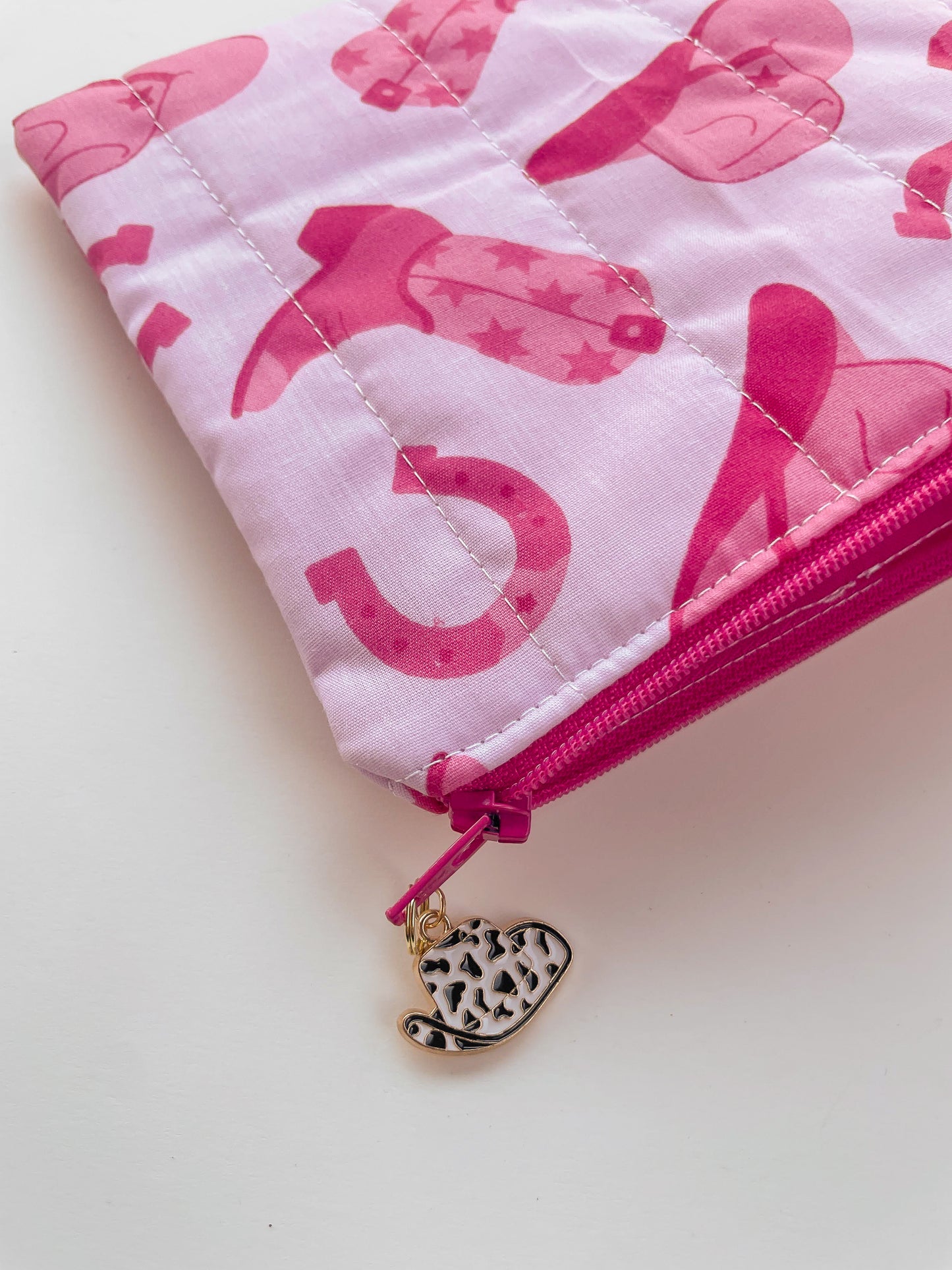Pink Cowgirl Quilted Zipper Pouch