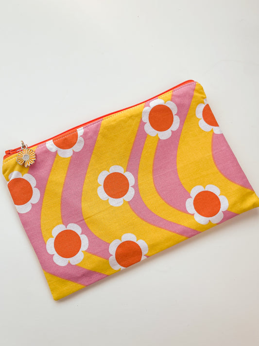 Flower Power Quilted Zipper Pouch