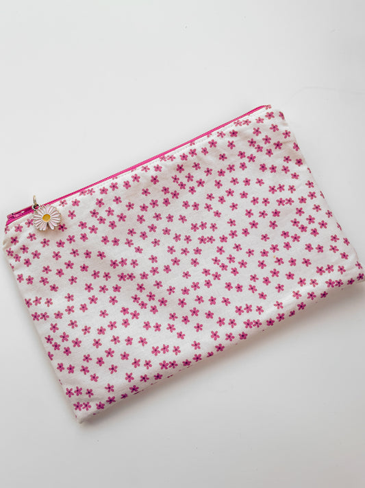 Pink Flower Zipper Pouch