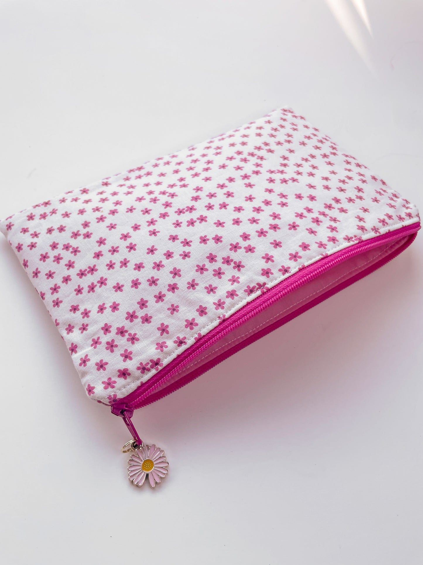 Pink Flower Zipper Pouch