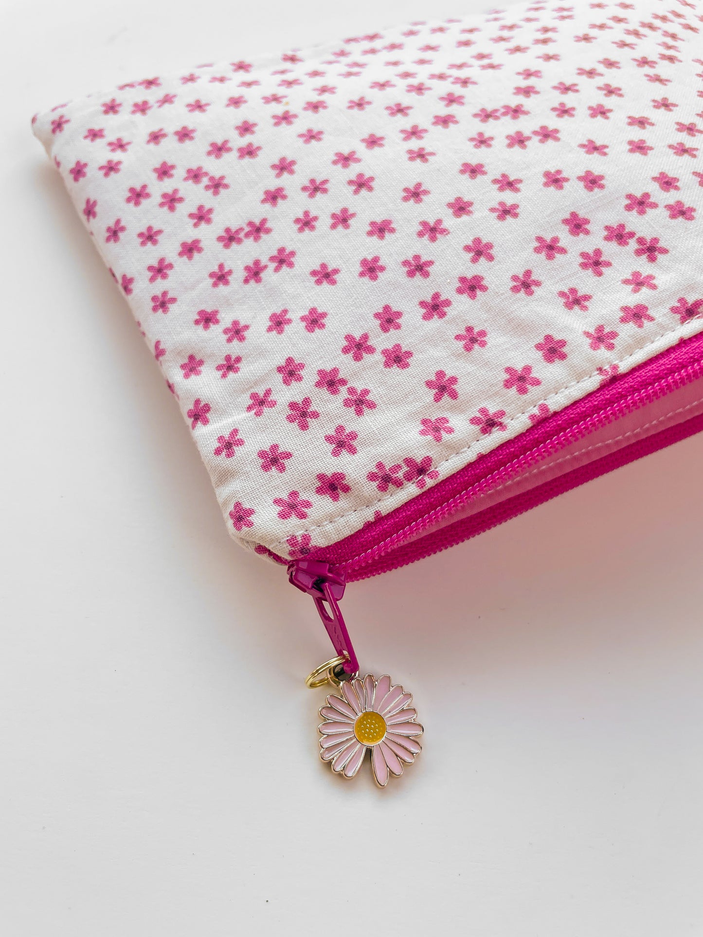 Pink Flower Zipper Pouch