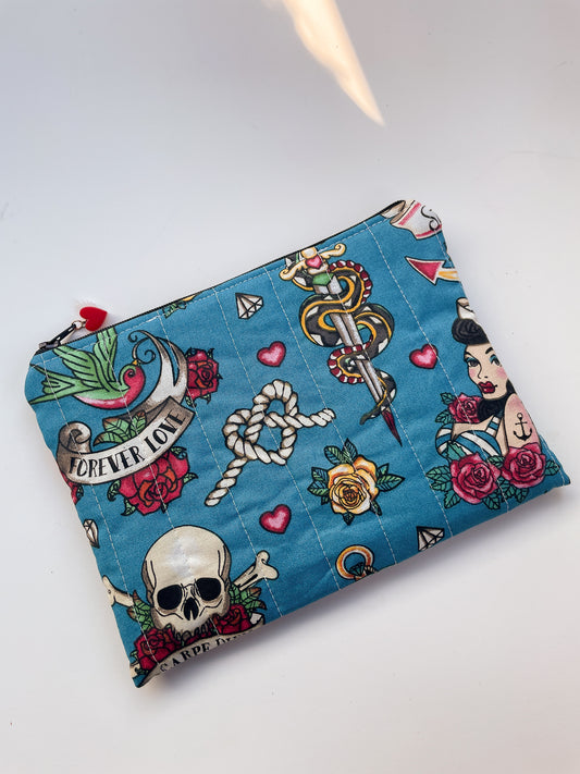 American Traditional Quilted Zipper Pouch