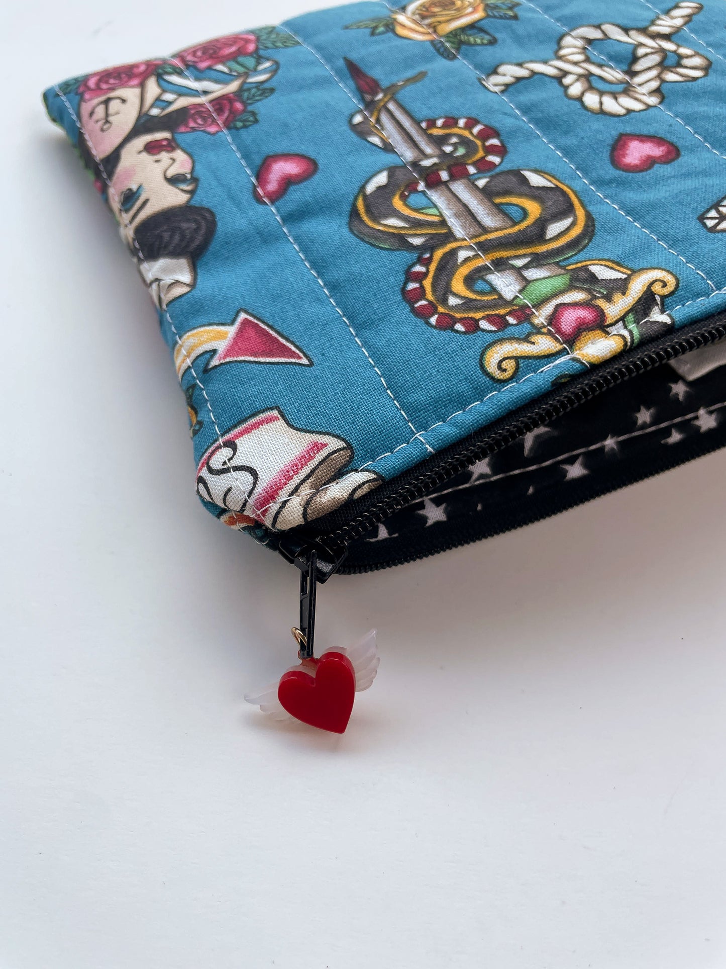 American Traditional Quilted Zipper Pouch