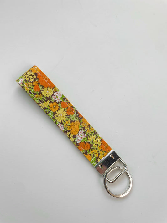 70s Floral Key Fob Wristlet