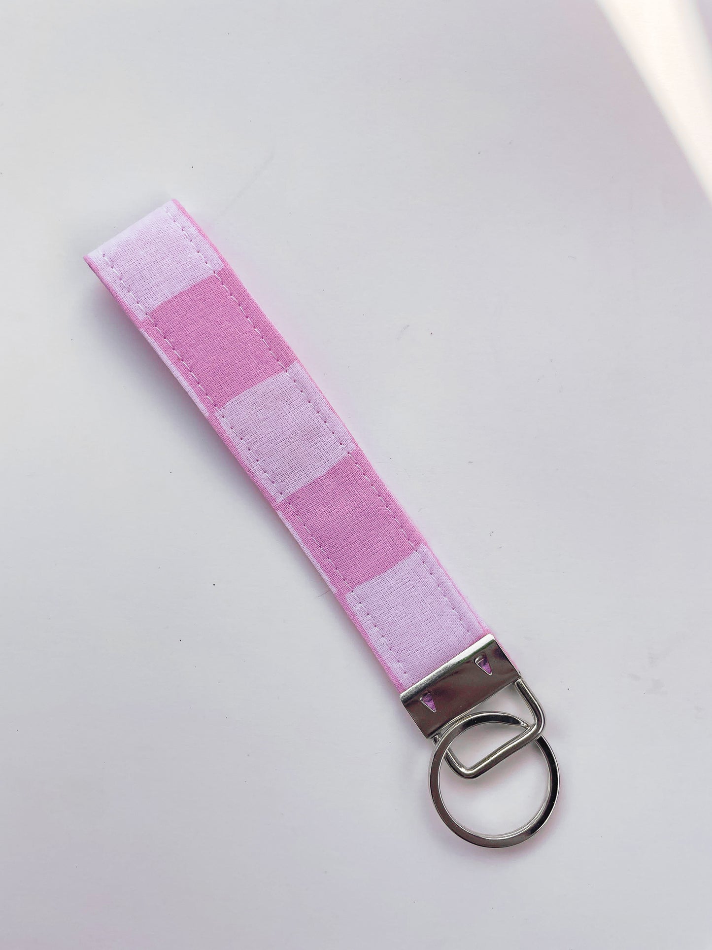 Pink Check Key Fob Wristlet