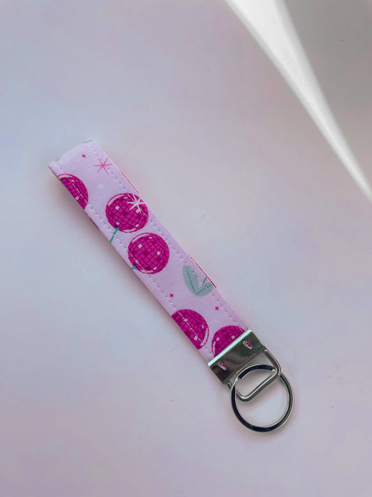 Disco Cherry Key Fob Wristlet