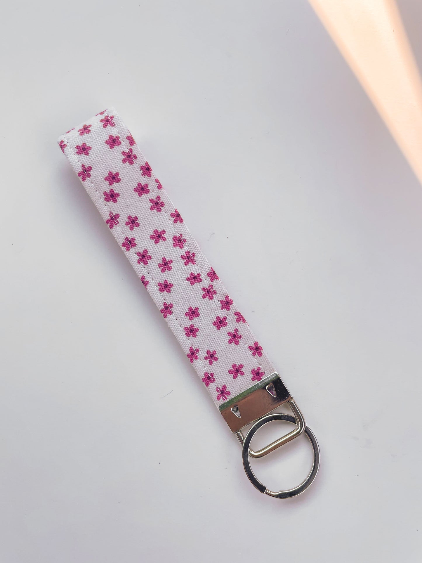 Pink Flower Key Fob Wristlet
