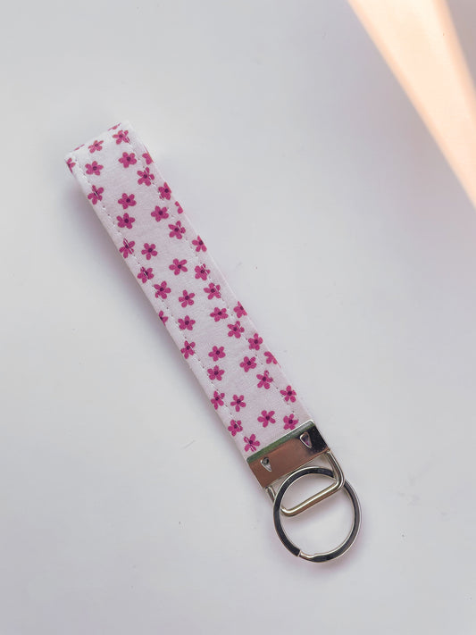 Pink Flower Key Fob Wristlet