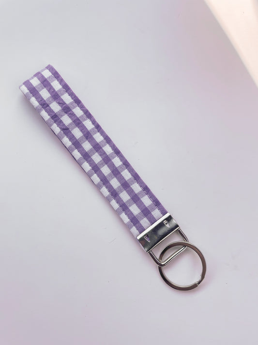 Purple Gingham Key Fob Wristlet