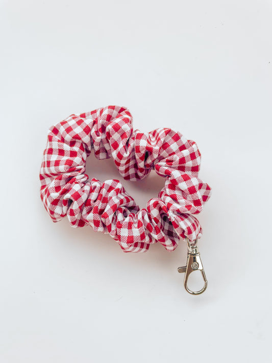 Red Gingham Scrunchie Keychain