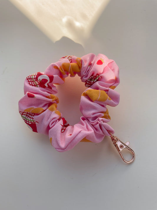 Croissant and Jam Scrunchie Keychain