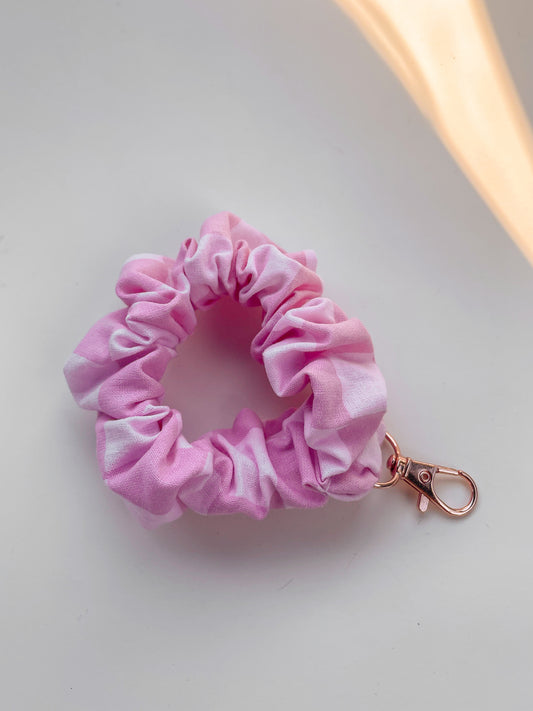 Pink Check Scrunchie Keychain