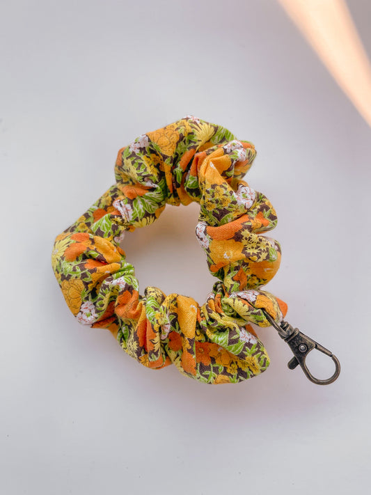 70s Floral Scrunchie Keychain