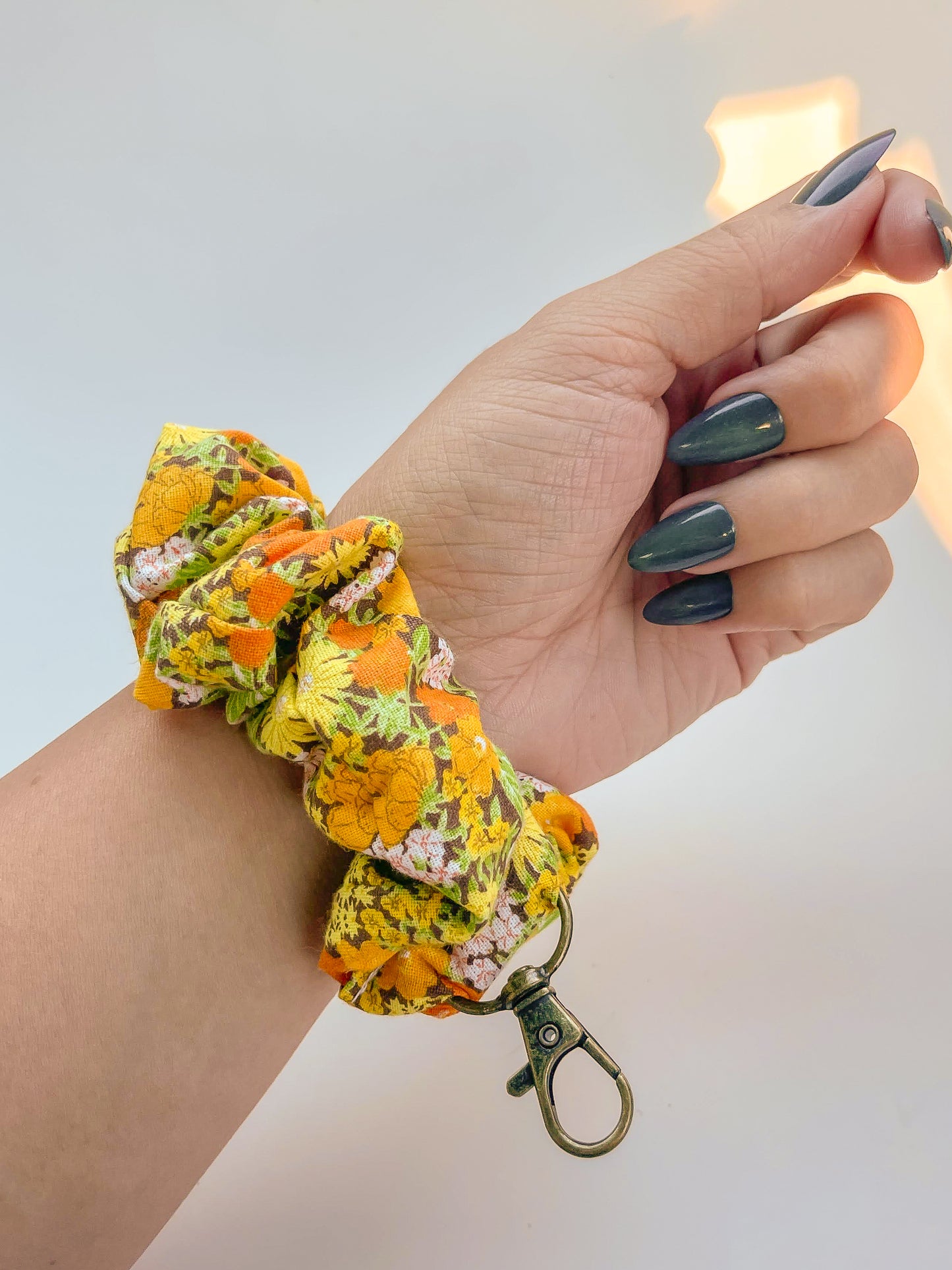 70s Floral Scrunchie Keychain