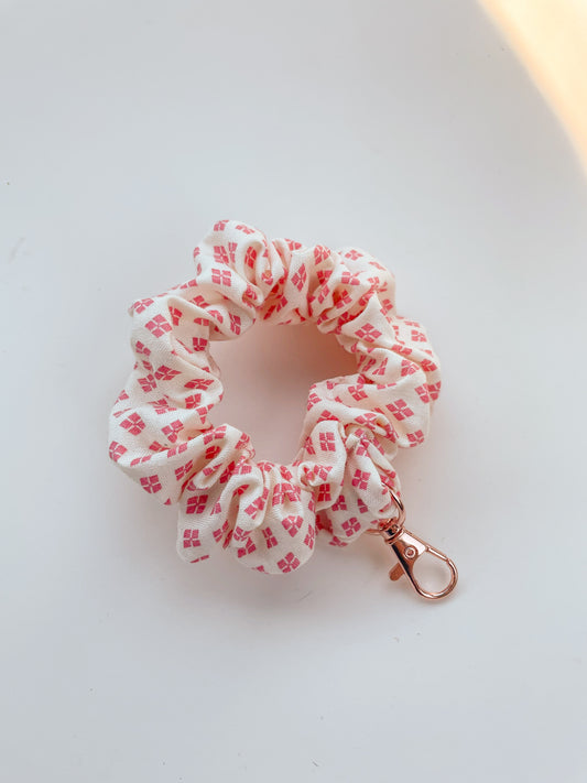 Coral Diamond Scrunchie Keychain
