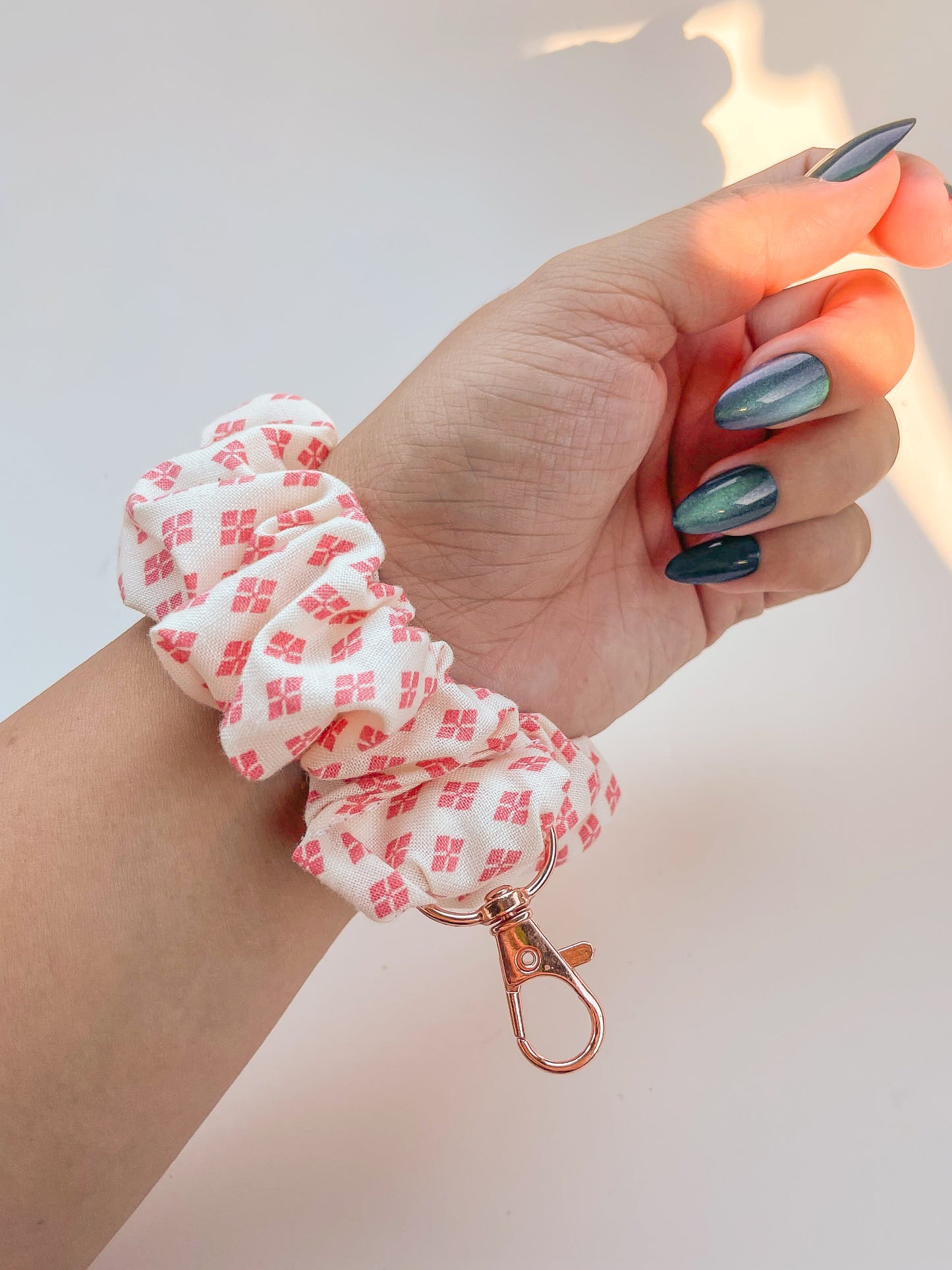 Coral Diamond Scrunchie Keychain