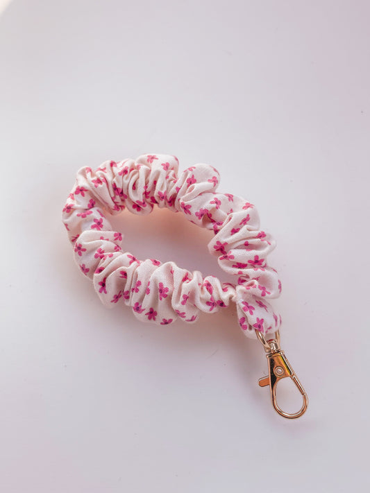 Pink Flower Scrunchie Keychain