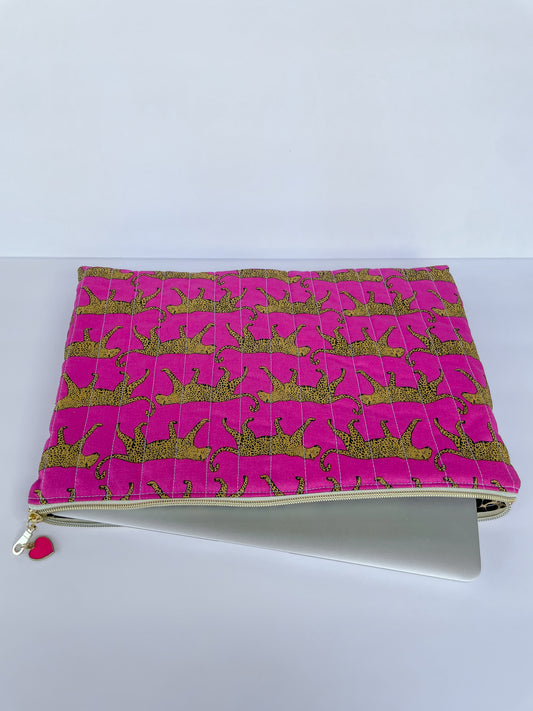 Pink Cheetah Laptop Case, Size Small