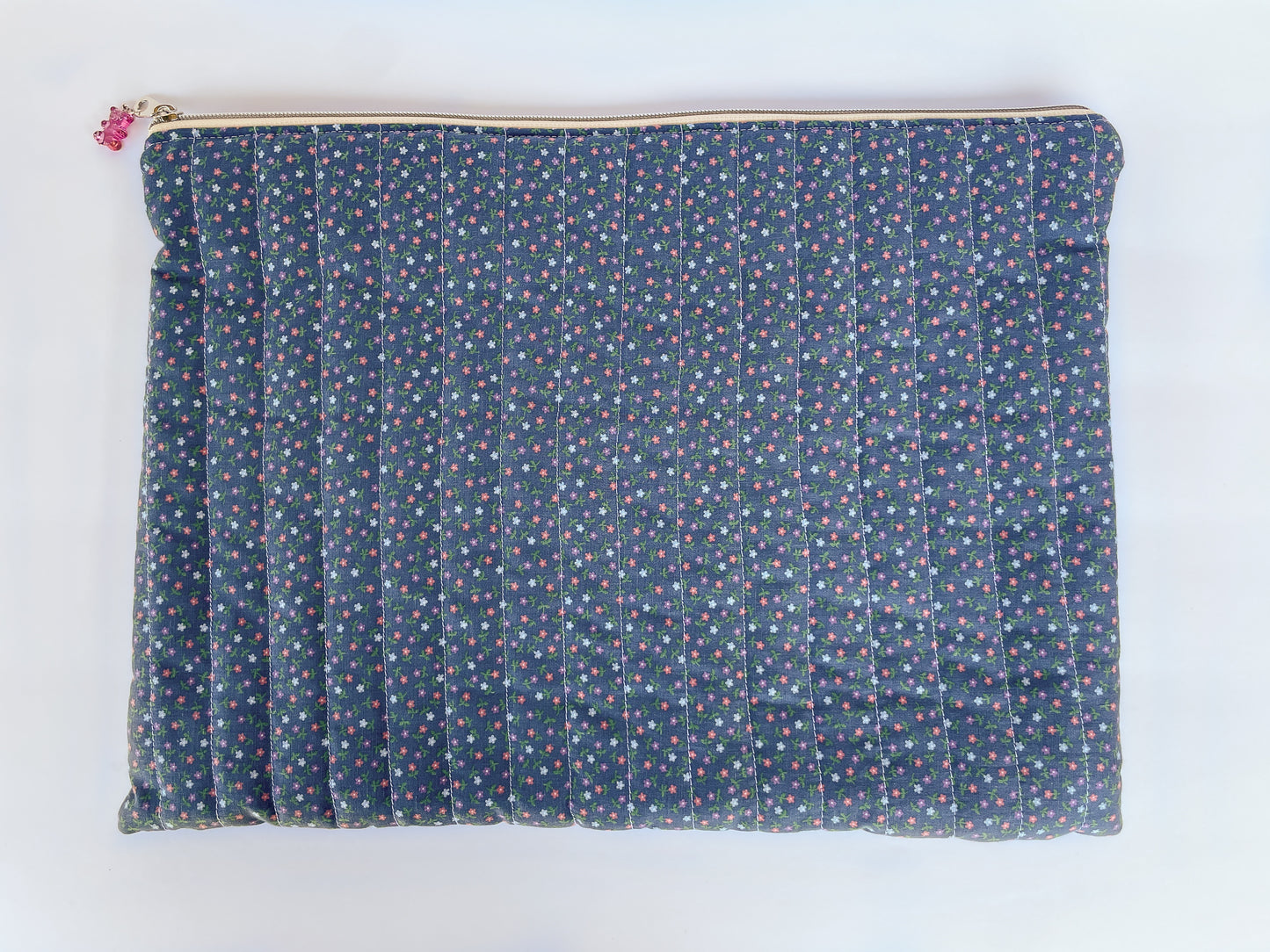 Blue Floral Laptop Case, Size Large