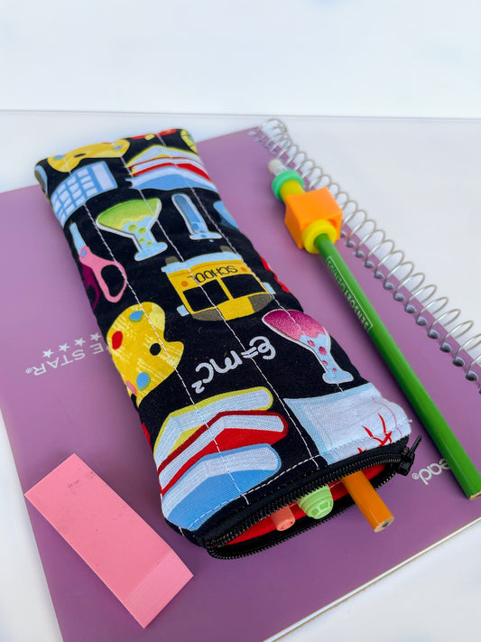 School Days Pencil Pouch, Black Zipper